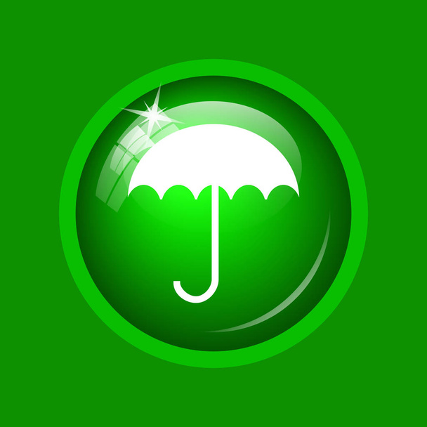 傘のアイコン。緑の背景のインター ネット ボタン. - 写真・画像
