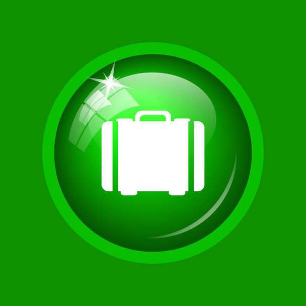Icona della valigia. Pulsante Internet su sfondo verde
. - Foto, immagini