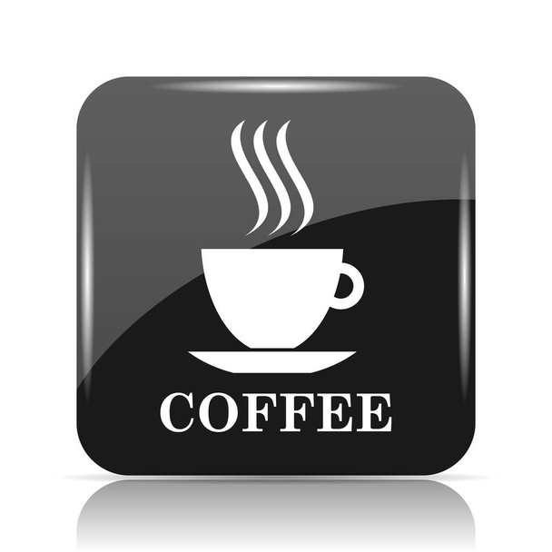 コーヒー カップのアイコン。白い背景の上のインター ネット ボタン - 写真・画像