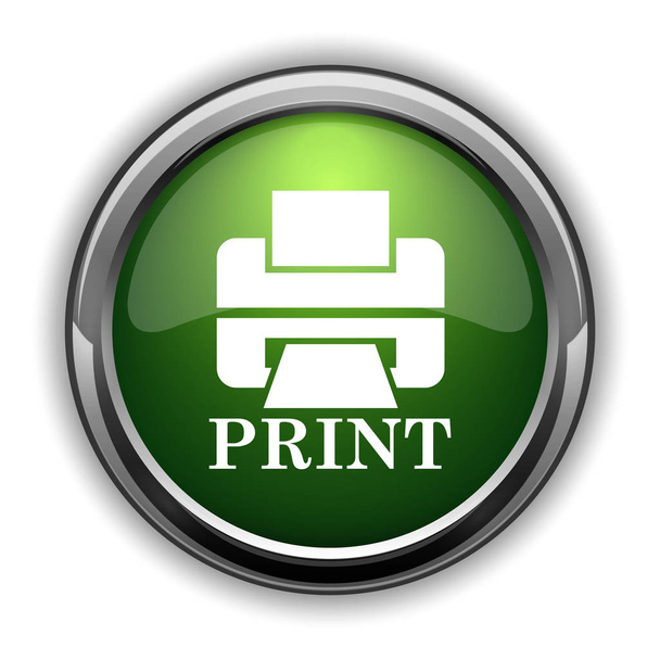 Printer with word PRINT icon. Printer with word PRINT website button on white background - Photo, Image
