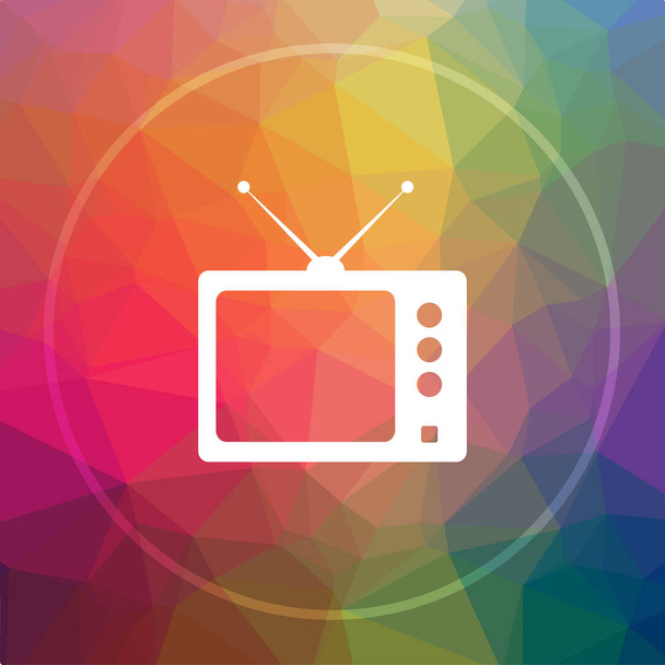 Retro tv icon. Кнопка веб-сайта Retro tv на низком полюсном фоне
 - Фото, изображение