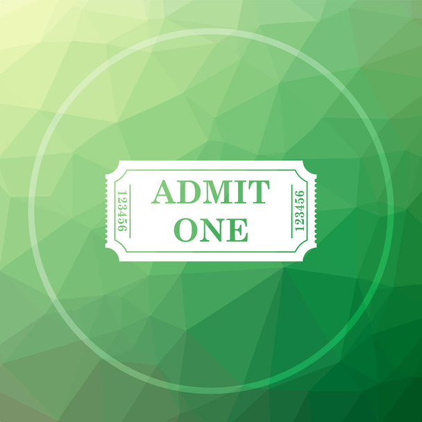 Admin bir bilet simgesi. Admin bir bilet web sitesi düğmesini yeşil düşük poli arka plan üzerinde - Fotoğraf, Görsel