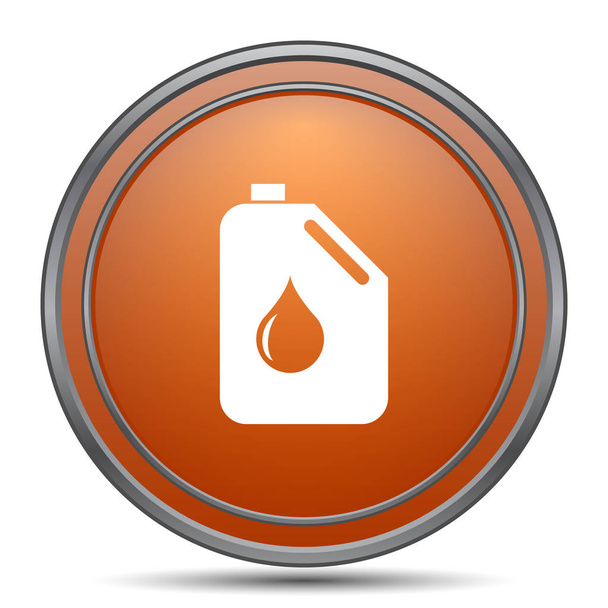 Icono de lata de aceite. Botón naranja de internet sobre fondo blanco
 - Foto, Imagen