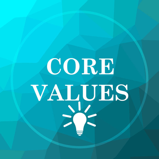 Core values icon. Core values website button on blue low poly background - Photo, Image