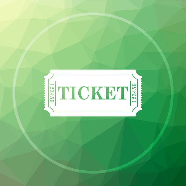 Cinema ticket icon. Cinema ticket website button on green low poly background - Photo, Image