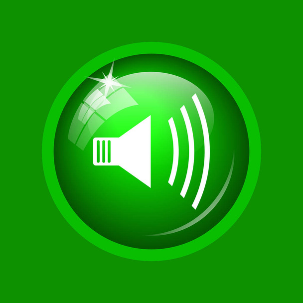Εικονίδιο ηχείου. Κουμπί Internet σε πράσινο φόντο. - Φωτογραφία, εικόνα