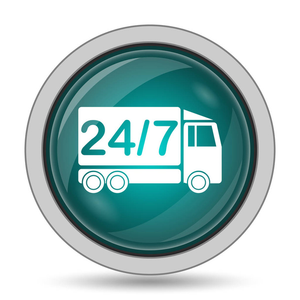 24 7 icona del camion di consegna, pulsante del sito web su sfondo bianco
 - Foto, immagini