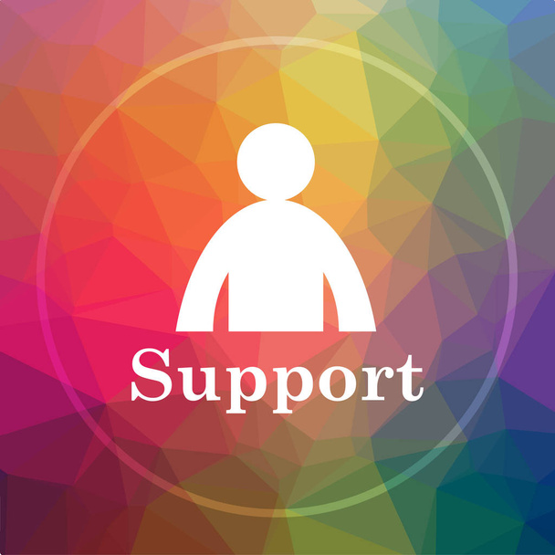 Support icon. Support website button on low poly background - Photo, Image