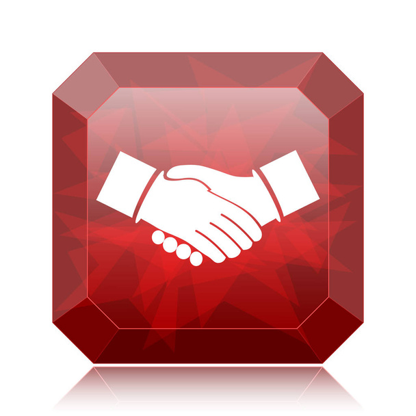 Icono del acuerdo, botón rojo del sitio web sobre fondo blanco
 - Foto, imagen