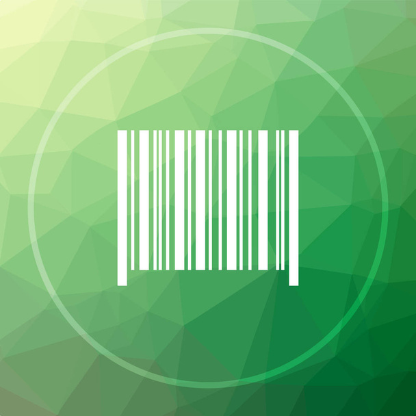 バーコード アイコン。緑の低ポリ背景のウェブサイトのボタンをバーコード - 写真・画像