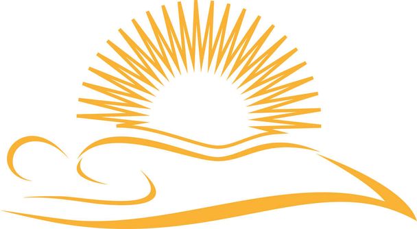 Persoon en zon, looien salon, het solarium, logo, pictogram - Vector, afbeelding