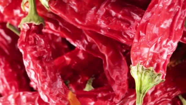 Kalabrii suszone czerwone papryczki chilli do gotowania - Materiał filmowy, wideo