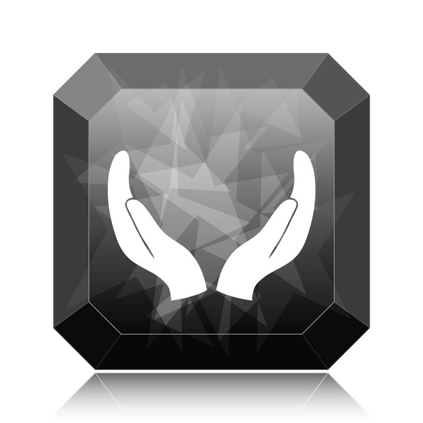 Schutz der Hände Symbol, schwarze Website-Taste auf weißem Hintergrund - Foto, Bild