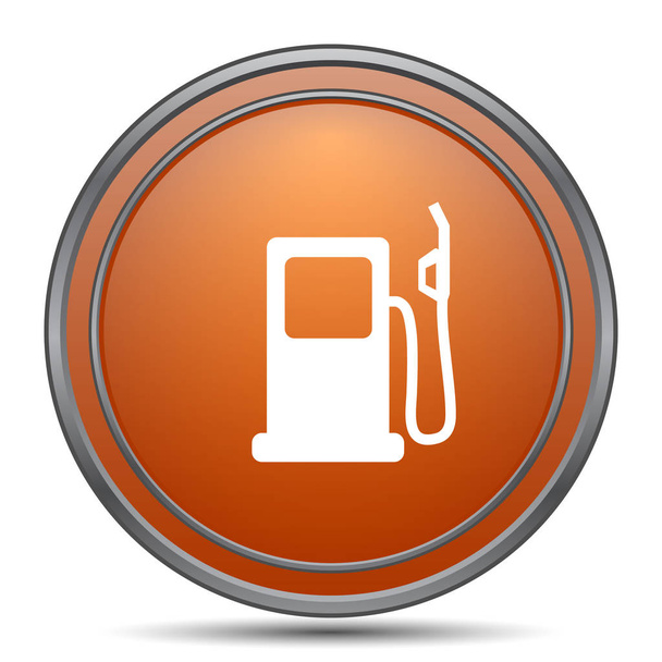 Icono de bomba de gas. Botón naranja de internet sobre fondo blanco
 - Foto, imagen