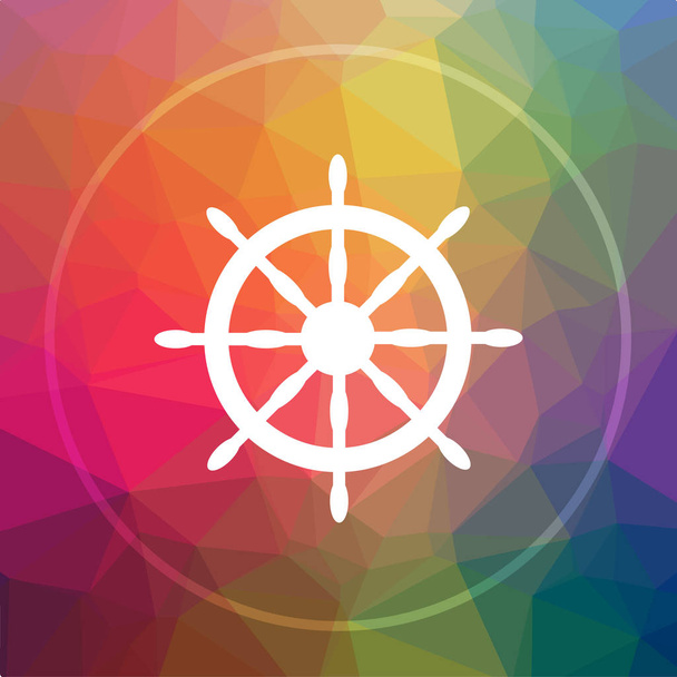 Seeradsymbol. Navigationsrad Website-Taste auf Low-Poly-Hintergrund - Foto, Bild