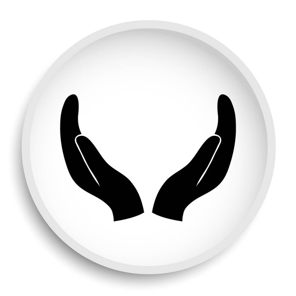 Icono de manos protectoras. Proteger las manos botón del sitio web sobre fondo blanco
. - Foto, Imagen