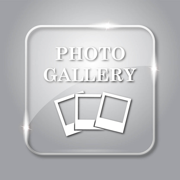 Photo gallery icon. Transparent internet button on grey background - Zdjęcie, obraz