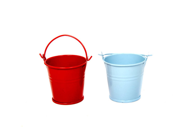 metal bucket decorative isolated on white background. - Photo, Image