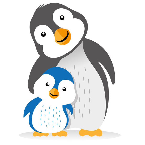 Illustration of family penguin, cub, bird, feathered mom. Ideal for educational and informational materials - Vektor, kép
