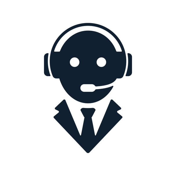 Call center operator icon on white background. Flat vector design. - Vector, Image