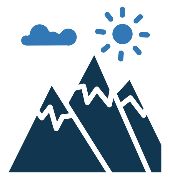 Βουνά μεμονωμένο εικονίδιο του φορέα χρήσης για ταξιδιωτικό και τουριστικό έργα - Διάνυσμα, εικόνα