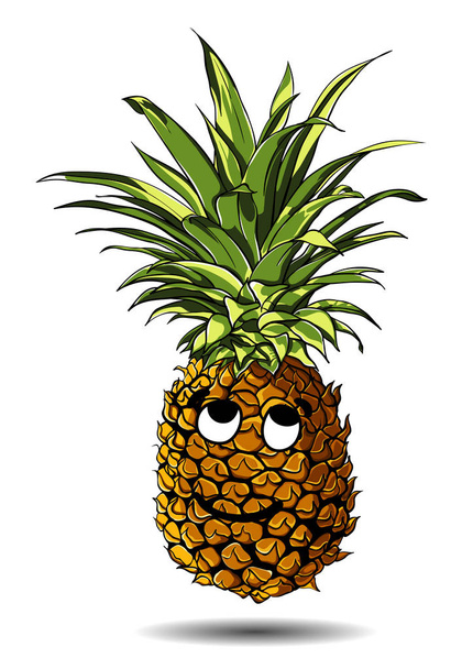 Roztomilý čerstvý ananas kreslený charakter emoce nice - Vektor, obrázek