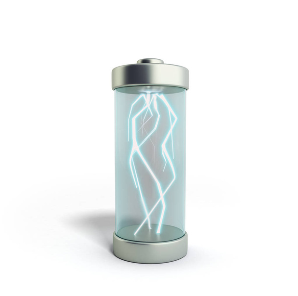 Battery charging Battery charge on white 3d illustration - Foto, Bild