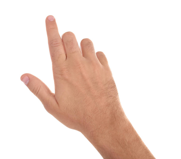 Abstract young man's hand on white background - Φωτογραφία, εικόνα
