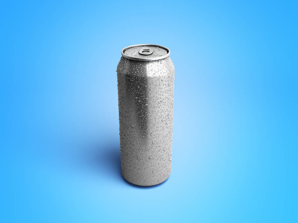 Metal Aluminum Beverage Drink Can 3d render on blue - Zdjęcie, obraz