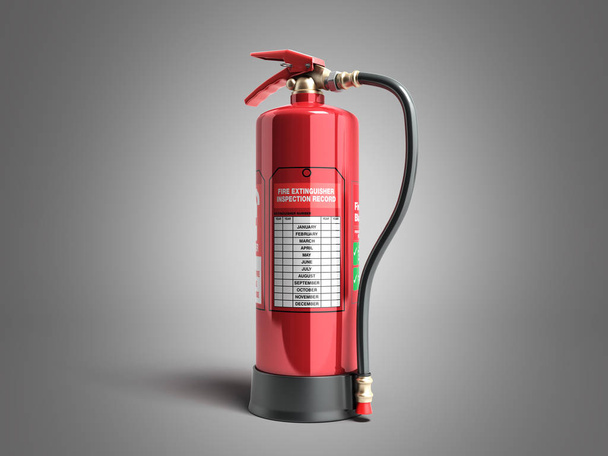 Fire extinguisher inspection record 3d render on grey background - Фото, изображение