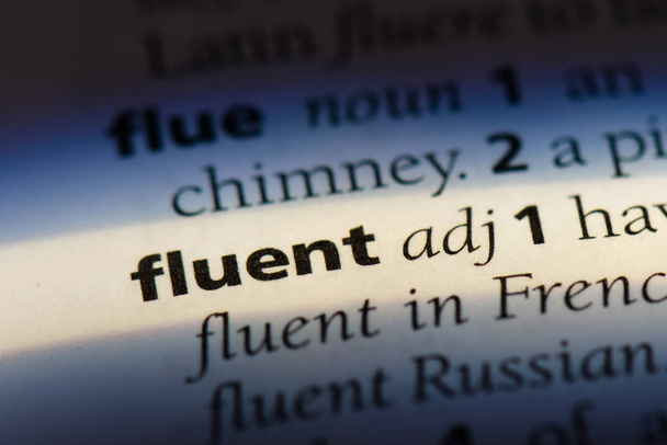 Fluent szót a szótárban. folyékony koncepció - Fotó, kép