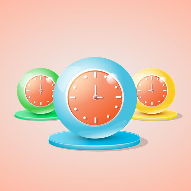 Set of color clocks, vector illustration - Vektör, Görsel