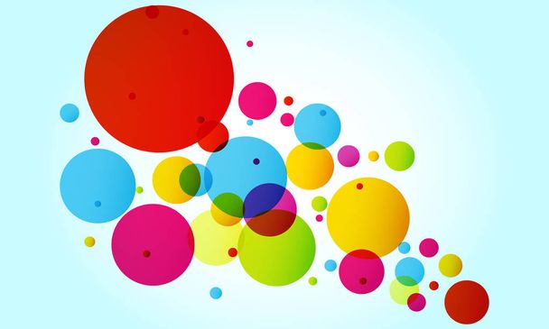 Blue background with multi-colored circles, vector art illustration. - Διάνυσμα, εικόνα