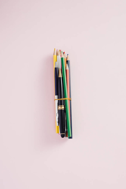 Close up color pencils isolated on white background. - 写真・画像