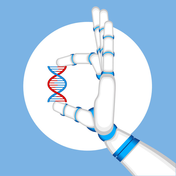 Concepto de ingeniería genética con mano robot
 - Vector, imagen
