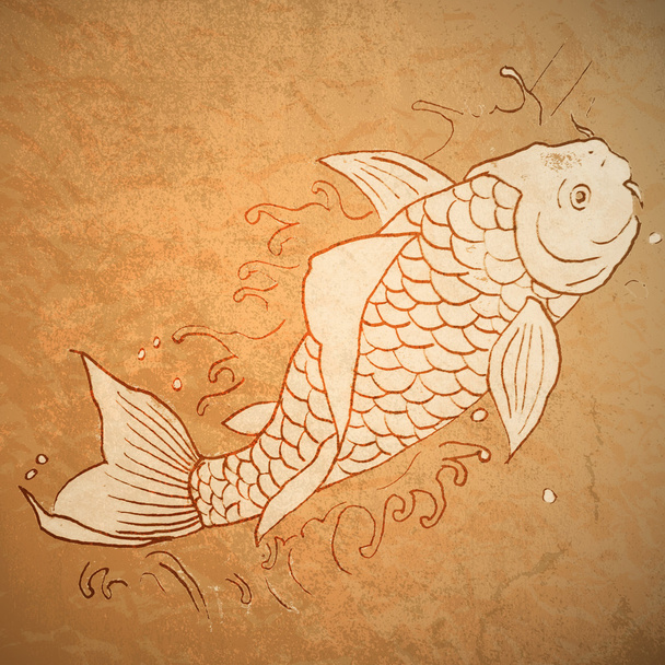 Vintage vector illustration of catfish - Vector, Image