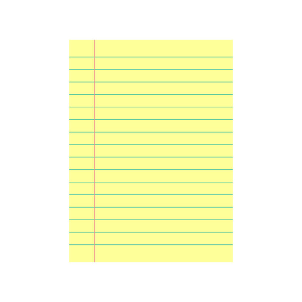 Σημειωματάριο χαρτί υπόβαθρο. Επένδυση από κίτρινο χαρτί - Διάνυσμα, εικόνα