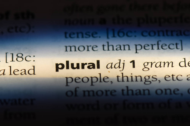 Pluralwort in einem Wörterbuch. Pluralkonzept. - Foto, Bild