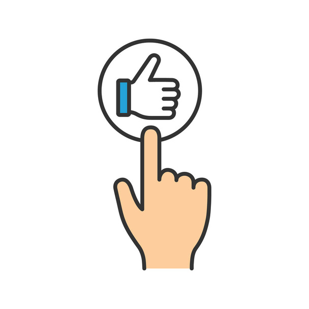 presionar la mano como icono de color botón. Ilustración vectorial aislada
 - Vector, imagen