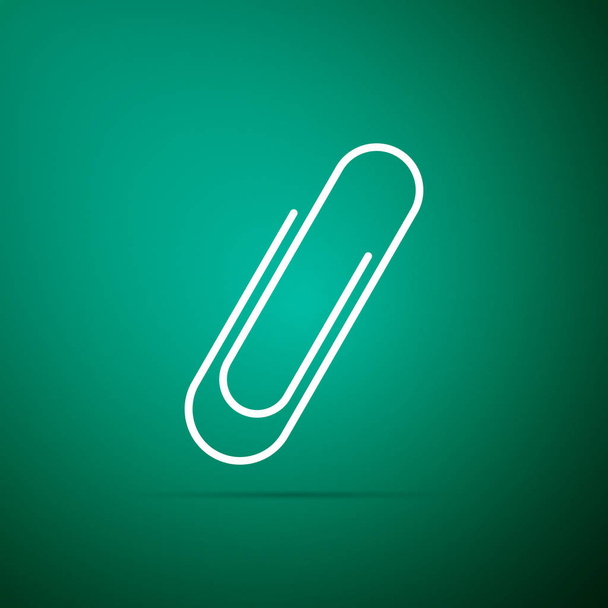 Büroklammersymbol isoliert auf grünem Hintergrund. flache Bauweise. Vektorillustration - Vektor, Bild