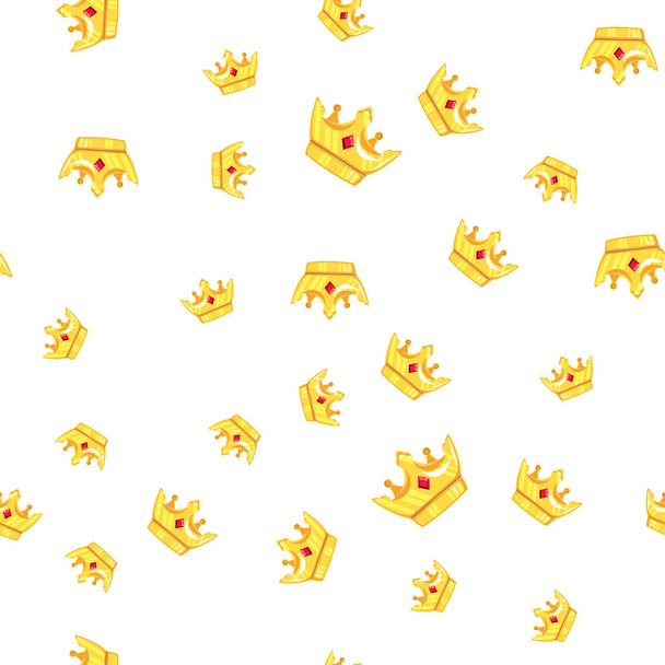 Vektorillustration. Nahtlose goldene Krone Muster mit Edelsteinen weißen Hintergrund - Vektor, Bild
