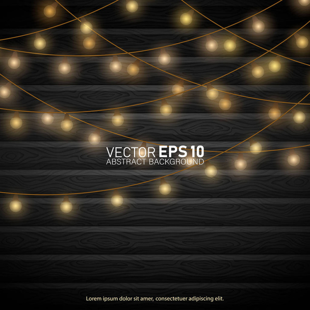 lights on wooden background. - Vector, Image