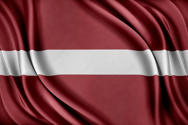 Lettland-Flagge. Flagge mit einer glänzenden Seidenstruktur. - Foto, Bild