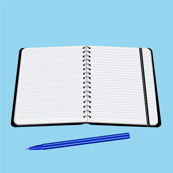 biurowy notebook z pióra wektor ilustracja na białym tle - Wektor, obraz