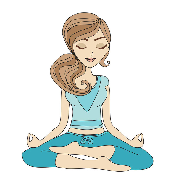 Yoga girl in lotus position - Vector, imagen