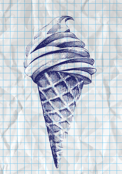 ice cream cone doodle, vektor - Vektor, obrázek