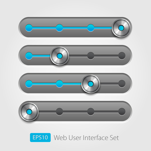 Vector user interface collection. On off buttons, bars, power buttons, toggle switch, sliders - Wektor, obraz