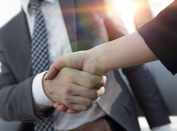 hombre de negocios estrechando la mano para sellar un trato con su compañero - Foto, Imagen