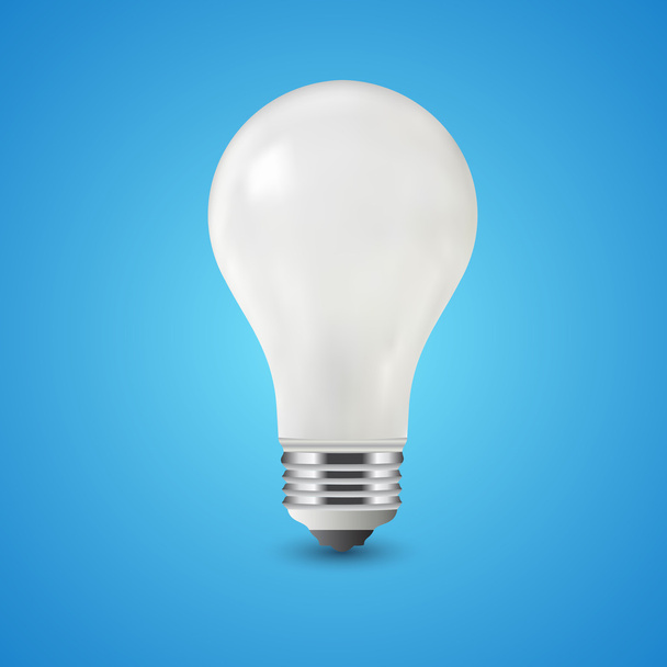 White light bulb on blue background, vector - Vector, Image