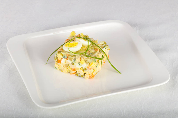 Russian salad with quail egg - Photo, Image